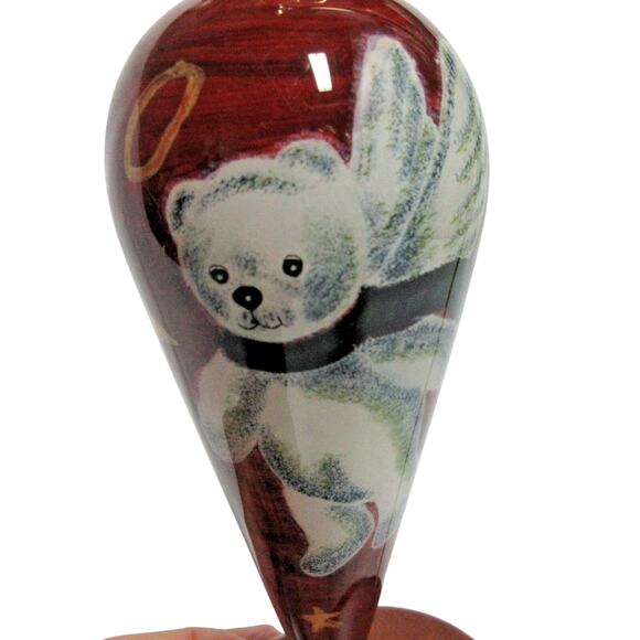 VTG Figi Reverse Glass Art Painted Angel Bear Ornament 6" Original Box Y2K 1999 - Picture 3 of 9